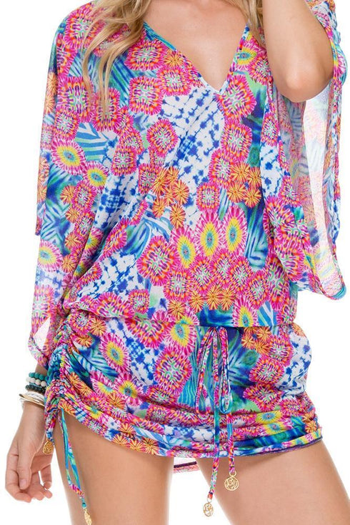 Luli Fama Beautiful Mess Cabana V-Neck Dress